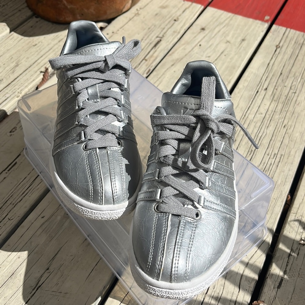 K Swiss silver metallic sneakers